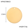 Dettaglio di un ciondolo tondo in acciaio inossidabile dorato lucido da 2,5 cm con peso - Oro 25mm (WP48278BK25)