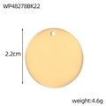 Dettaglio di un ciondolo rotondo in acciaio inossidabile dorato lucido da 2,2cm - Oro 22mm (WP48278BK22)