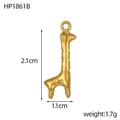 Macro shot of 3D golden giraffe pendant with dimensions 2.1cm by 1.1cm on white background - Giraffe (HP1861B)