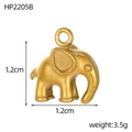 Detailed macro of a 1.2cm 3D golden elephant pendant with a polished and matte finish - Elephant (HP2205B)
