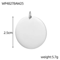 Dettaglio del pendente rotondo da 2,5 cm in acciaio inossidabile lucido con anello gancio - Wp48278aw25 (con Anello Per Appendere)