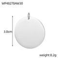 Dettaglio pendente tondo in acciaio lucido con diametro di 3,0 cm e peso di 8,2 g - Wp48278aw30 (con Anello Per Appendere)