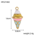 3D emaille ijsje hanger in blauw en roze voor het maken van DIY-sieraden - Kleurrijk Ijsje (HP2216B2)