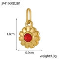Détails du pendentif fleur dimensions 1,1cm par 0,9cm avec pierre zircon rouge - Pendentif Pierre de Naissance Rouge de Janvier (JP41960D2B1)