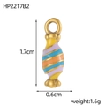 Kleurrijke 3D snoep hanger van goud roestvrij staal en emaille, 1,7 cm hoog, DIY sieraad bedel - Kleurrijk Emaille Snoep (HP2217B2)