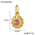 Vue macro d'un pendentif doré de 1,1 cm avec zircon rose et détails du poids de 1,3 g - Pendentif Pierre de Naissance Rose de Juillet (JP41960D2B7)