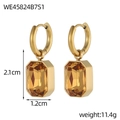 Elegante gouden druppeloorbellen met amberkleurige glaskristallen op witte achtergrond - Barnsteen (WE45824B7S1)