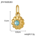 Détail du pendentif étoile à huit branches dorée avec zircon bleu, taille 1,1 cm sur 0,9 cm - Pendentif Pierre de Naissance Bleu Clair de Mars (JP41960D2B3)