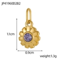 Pendentif fleur vintage en acier inoxydable avec zircon violet et mesure de 1,1 cm - Pendentif Pierre de Naissance Violette de Février (JP41960D2B2)