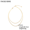 Detailed view of double-layer gold snake chain necklace with lobster clasp and adjustable link - Double Layer Gold Snake Chain (FX43831BW0)