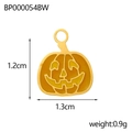 Detail of Halloween pumpkin pendant with orange enamel and gold edges, size 1.2cm by 1.3cm - Pumpkin (BP000054BW)