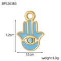 Détails de la main de Hamsa avec l'oeil bleu et finitions dorées brillantes - Pendentif Main De Fatma Émail Bleu Vif (BP3263B8)