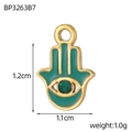 Vue détaillée du pendentif main de fatma en métal doré avec émail vert pour bijoux - Pendentif Main De Fatma Émail Bleu Sarcelle (BP3263B7)
