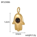Pendentif main de fatma en or avec pierre brune, taille 1,2cm x 0,9cm, poids 1,2g - Pendentif Main De Fatma Look Œil De Tigre (BP3290B6)