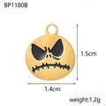 Detailed view of Jack Skellington gold pendant with 1.5cm height and weight specs - Jack Round Disc Style (BP1180B)