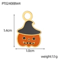 Detail of Halloween pumpkin charm with wizard hat and golden metal edges for jewelry DIY - Wizard Hat Pumpkin (PT02408BW4)