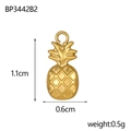 Détails du pendentif ananas doré avec dimensions 1.1cm par 0.6cm et un poids de 0.5g - Pendentif Ananas Doré (BP3442B2)