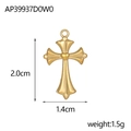 French retro gold stainless steel cross pendant with heart detail and dimensions - Vintage Heart Cross Pendant (AP39937D0W0)