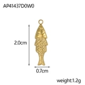Detailed view of fish-shaped gold pendant with scales texture and size measurements - Golden Fish Pendant (AP41437D0W0)