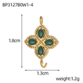 Vintage Goldanhänger in Kreuzform mit grünen Steinen und Maßangaben von 1,8cm Höhe - Dunkelgrüne Vierblättrige Blume Verbinder (BP3127B0W1-4-)