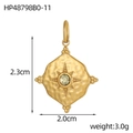 Detail of vintage irregular gold oval pendant with starburst setting and birthstone - Yellow Rhinestone Hammered Pendant (HP48798B0-11)