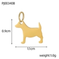 Detail of golden puppy pendant with size measurements 0.9cm by 1.1cm for DIY jewelry - Dog Style (PJ00340B)
