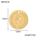 Macro detail of 1.0cm gold coin charm featuring Queen Elizabeth II for DIY jewelry - Gold Elizabeth Coin Style (PJ00341B)