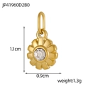 Détail macro du pendentif étoile doré avec zircon incrusté et dimensions du produit - Pendentif Pierre de Naissance Blanche d'Avril (JP41960D2B0)
