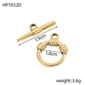Detailed view of golden heart OT toggle clasp accessories with dimension markings - Gold Striped Ring Style (HP1652D)