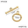 Detailed view of golden heart-shaped OT toggle clasp with spiral texture for DIY jewelry - Gold Spiral Ripple Style (HP1653B)