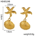 Dettaglio delle dimensioni per orecchini a stella marina e conchiglia dorata da 3,8 cm - Orecchini a Goccia Stella Marina e Conchiglia Oro (HE48524B)