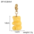 Detail of yellow translucent gummy bear pendant with golden metal lobster clasp - Yellow Bear Pendant With Lobster Clasp (BP1453B4W1)