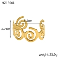 Dettagli del bracciale a fascia regolabile a stella marina dorata con altezza 2,7 cm e diametro 5,4 cm - Bracciale Rigido Svuotato con Trama a Spirale Oro (HZ1350B)