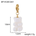 Detail view of a white gummy bear pendant with golden lobster clasp and size measurements - White Bear Pendant With Lobster Clasp (BP1453B12W1)