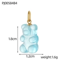 Sky blue translucent gummy bear pendant with gold clasp and 1.8cm height dimensions - Sky Blue Bear Pendant (PJ00584B4)