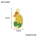 Golden corn-shaped enamel pendant with dimensions for DIY stainless steel jewelry - Corn (BP3140B1)