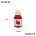 Detailed strawberry jam jar pendant accessory with drip oil finish and metal hole - Strawberry Jam Jar (PJ00203D)