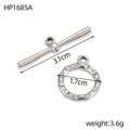 Detailansicht des silbernen Herz-Knebelverschlusses aus Edelstahl mit 3,1 cm Stab für DIY - Silber Radial Wellen Stil (HP1685A)