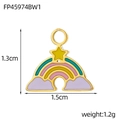 Detailed view of rainbow enamel star pendant with dimensions 1.3cm and 1.5cm - Patchwork Rainbow Pentagram Style (FP45974BW1)