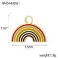 Macro detail of rainbow enamel pendant with 18K gold plating and exact dimensions - Six-Color Rainbow Arc Style (FP45943BW1)