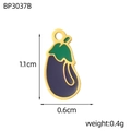 Macro shot of mini purple eggplant charm with size specs 1.1cm by 0.6cm for DIY jewelry - Eggplant (BP3037B)
