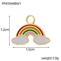 Rainbow enamel charm with white clouds and gold metal trim measuring 1.2 by 1.5 cm - Four-Color Rainbow Cloud Style (FP45944BW1)