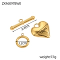 Detailansicht herzförmiger Gold-Edelstahl-Knebelverschluss mit Maßangaben - Gold Herz Kombination Stil (ZX46097BW0)
