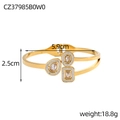 Golden snake-shaped spring cuff bracelet with crystal encrusted geometric charms - Geometric Tri-Element Rhinestone Style (CZ37985B0W0)