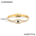 Detailed view of evil eye spring bracelet with white crystals and enamel accents - Evil Eye Pave Style (CZ38096BW0)