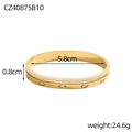 Detail showing gold stainless steel bangle dimensions 5.8cm diameter and 0.8cm width - Pavé Row Marquise Cut Style (CZ40875B10)