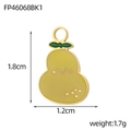 DIY yellow pear enamel charm in stainless steel with green leaf and golden metal rim - Pear (FP46068BK1)