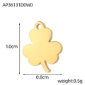 Detailed size view of a polished gold clover charm for DIY jewelry necklaces - Clover Style (AP36131D0W0)
