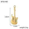 Guitar-shaped gold pendant with blue zircon stones measuring 2.8cm by 1.3cm - Green Zirconia Gold Guitar Pendant (BP3614B4)