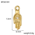 Golden Hamsa Hand pendant with evil eye motif and clear zircon in stainless steel - White Zirconia Mini Gold Hamsa Hand Pendant (BP3651B1)
